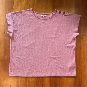 NWT- Madewell Plus Knit Seersucker Button-Shoulder Top - Size 2X
